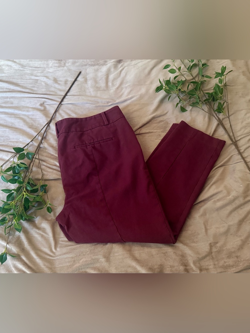 LOFT Marissa Skinny Burgundy Pants Size 14